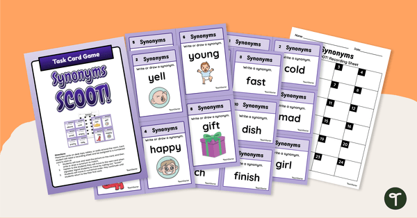 Synonym Task Cards by Staying Cool in the Library