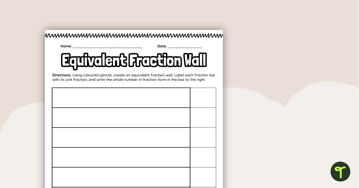 Equivalent Fraction Wall – Blank teaching resource