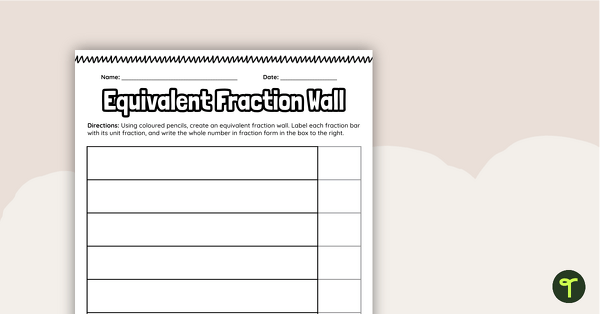 Go to Equivalent Fraction Wall – Blank teaching resource