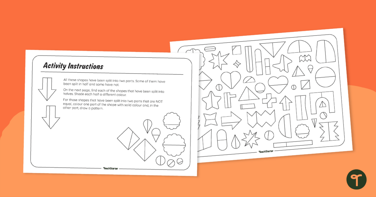 Is It Half? Fractions Colouring Sheet teaching resource