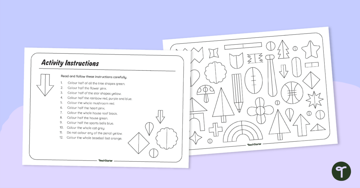 Half the Fun – Fractions Colouring Worksheet teaching resource