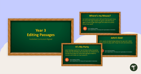 Go to Editing Passages PowerPoint - Year 3 teaching resource