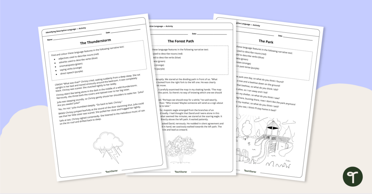 Identifying Descriptive and Figurative Language Worksheets teaching resource