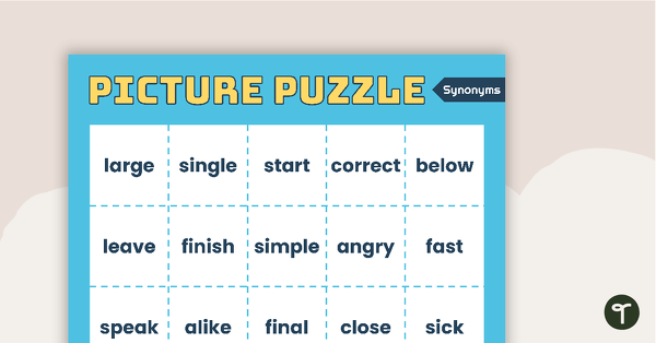 Synonyms Picture Puzzle teaching resource
