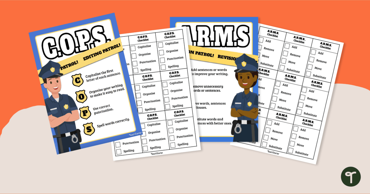 ARMS and COPS - Editing Posters and Checklists (Portrait) teaching resource