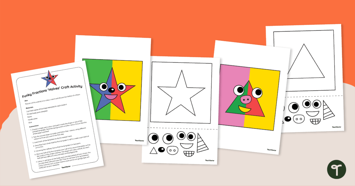Funky Fraction Craft Activity (Halves) teaching resource