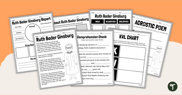 Go to Ruth Bader Ginsburg Worksheet Pack teaching resource