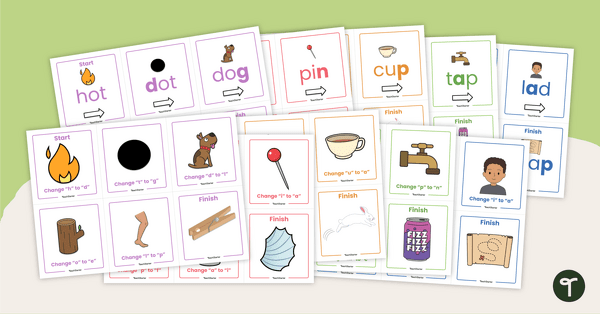 CVC Word Chain Sequencing Cards teaching resource