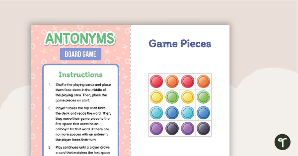 Synonyms and Antonyms Board Game - Language Activities