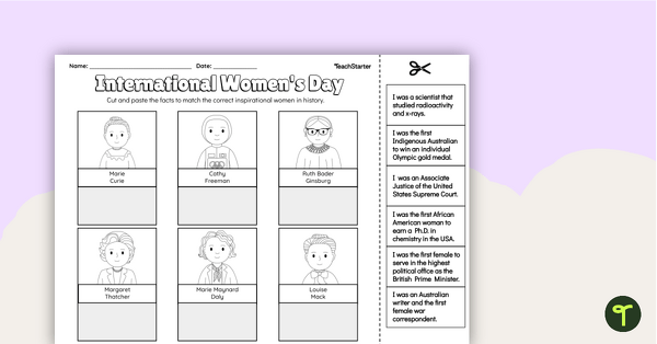 Go to International Women's Day - Influential Women Worksheet teaching resource