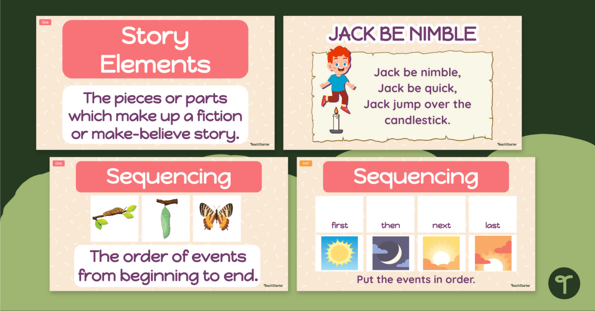 Narrative Sequencing Teaching Presentation - Jack Be Nimble teaching resource