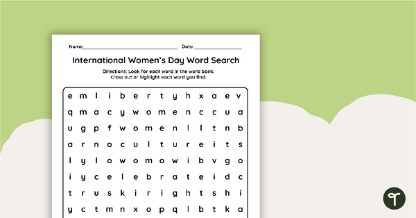 International Women’s Day Word Search teaching resource