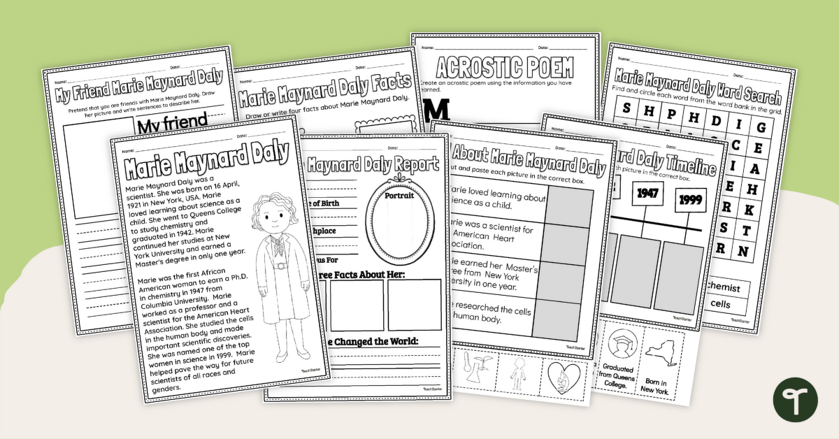 Who was Marie Maynard Daly? Women in History Activity Pack teaching resource