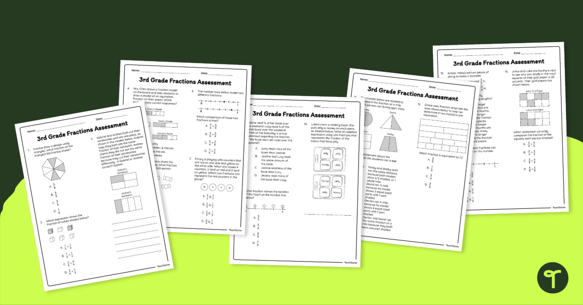 3rd Grade Fractions – Math Assessment teaching resource
