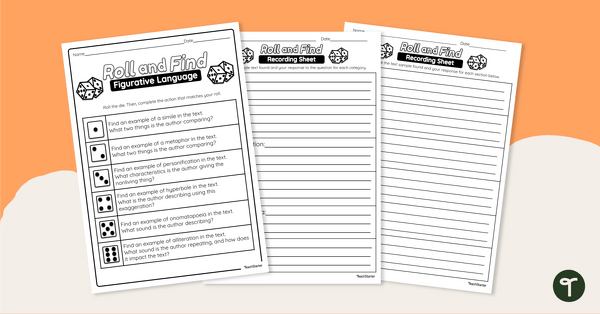 Go to Roll and Find – Figurative Language Worksheet teaching resource
