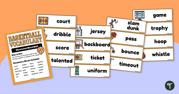 Basketball Vocabulary - Illustrated Word Wall teaching resource