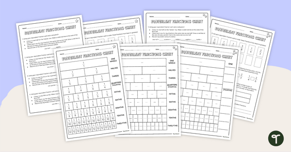 Equivalent Fractions Chart – Differentiated Worksheets teaching resource