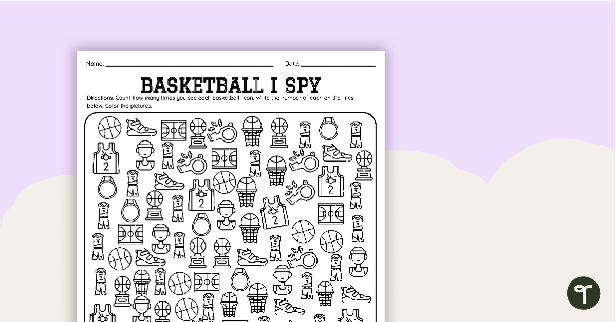 Basketball I Spy Worksheet teaching resource