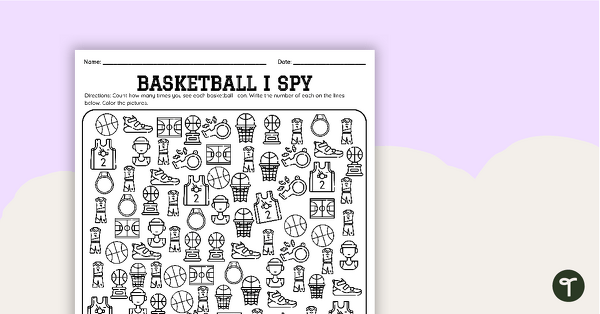 Go to Basketball I Spy Worksheet teaching resource