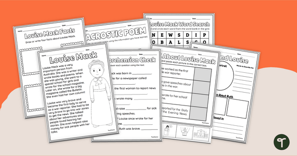 Go to Louise Mack Activity Pack teaching resource