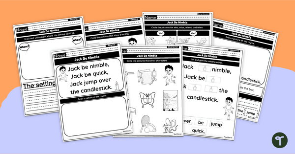 Jack Be Nimble - Story Element Worksheets teaching resource