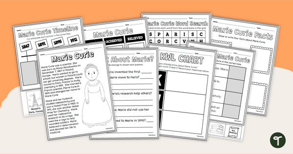 Famous Female Scientists - Marie Curie Activity Pack teaching resource