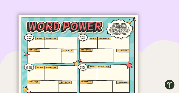 Go to Word Power Vocabulary Worksheet teaching resource