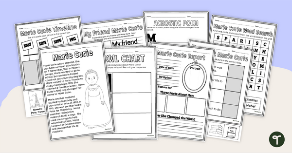 Go to Famous Female Scientists - Marie Curie Activity Pack teaching resource