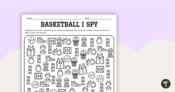 Go to Counting and Colouring Basketball I Spy Worksheet teaching resource