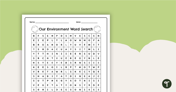 Earth Day Word Search - Printable teaching resource
