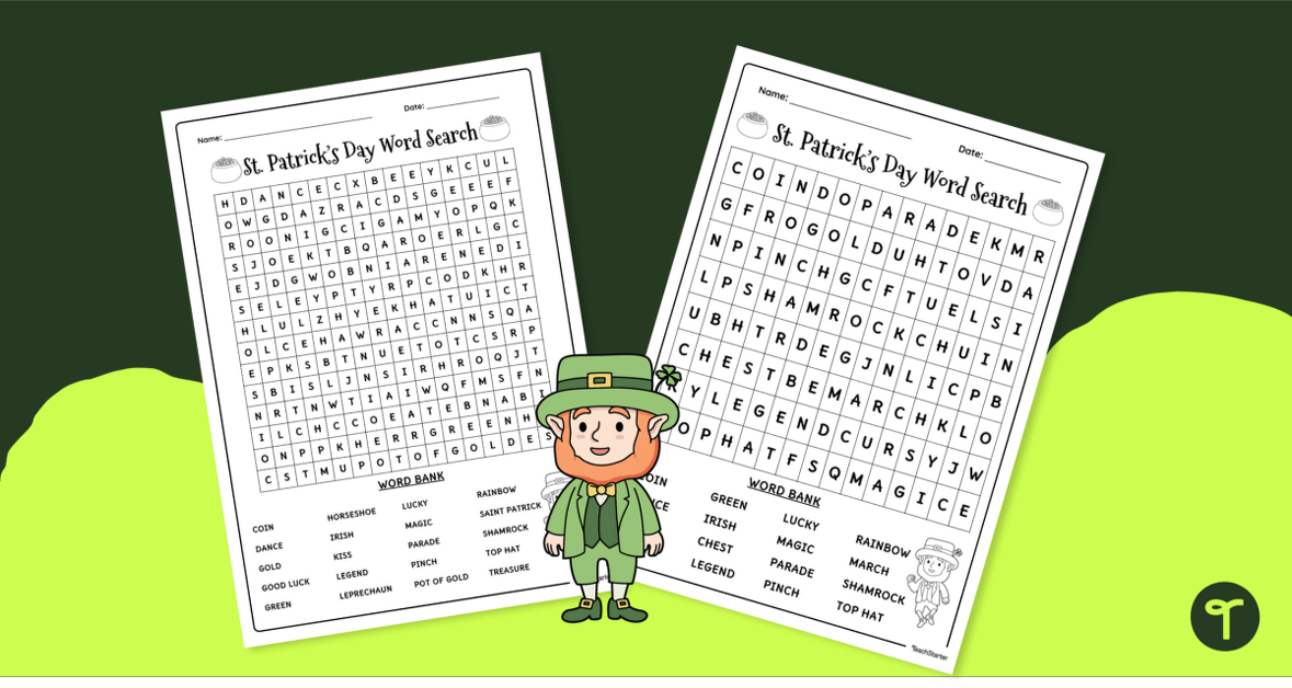 St. Patrick's Day Word Search - Differentiated teaching resource