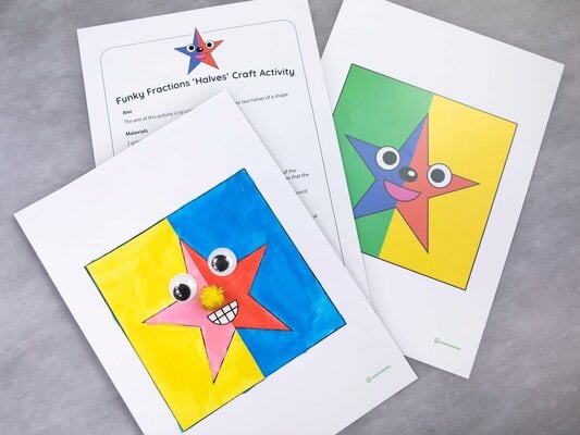 Funky Fraction Craft Activity (Halves) teaching resource