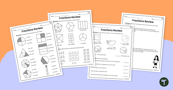 Image of 3rd Grade Fractions Review – Differentiated Worksheets