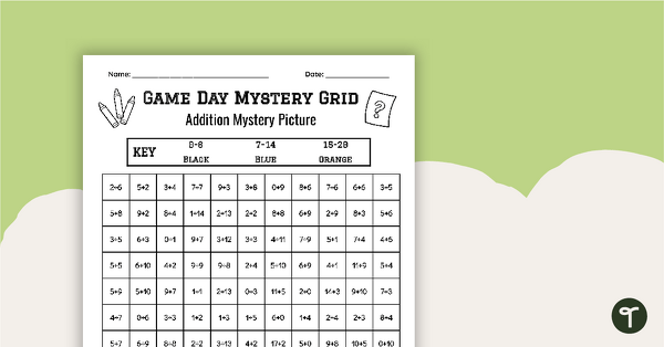 Go to Basketball Mystery Grid - Addition to 20 teaching resource