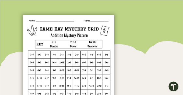 Go to Basketball Mystery Grid - Addition to 20 teaching resource