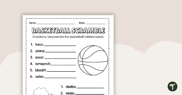 Basketball Word Scramble teaching resource