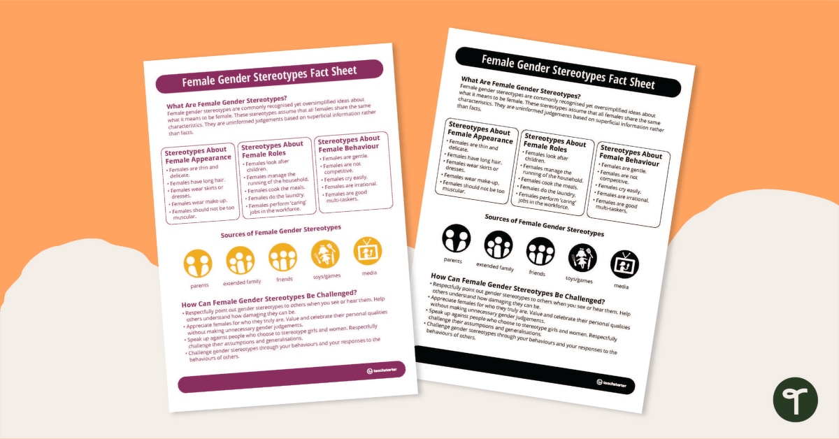 Female Gender Stereotypes Fact Sheet teaching resource