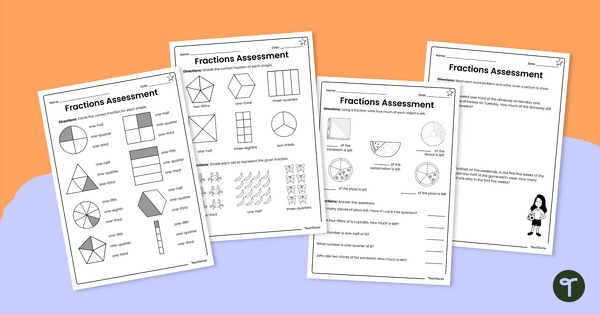 Go to Year 3 Fractions – Differentiated Assessment teaching resource