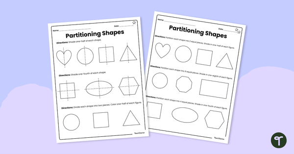 Go to Partitioning Shapes – Differentiated Worksheets teaching resource