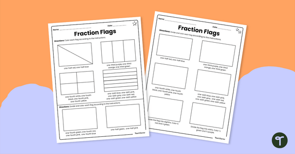Image of Fraction Flags Worksheet – Differentiated