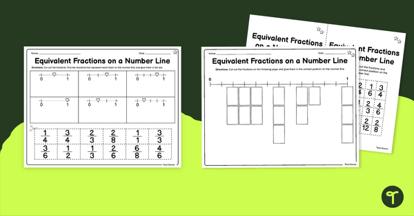 Image of Equivalent Fractions on a Number Line – Differentiated Worksheets