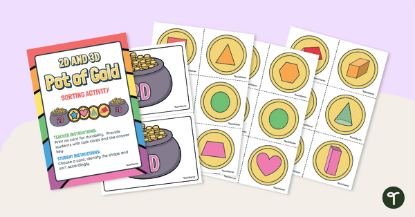 Pot of Gold Sort - 2D and 3D Shapes teaching resource