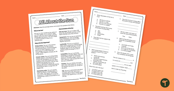 Go to All About the Sun – Comprehension Worksheet teaching resource