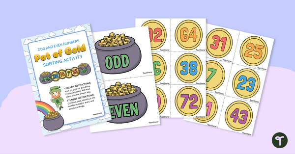 St. Patrick's Day Math Center - Odd and Even Number Sort teaching resource