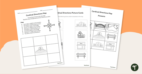 Go to Cardinal Directions - Cut and Paste Worksheet teaching resource