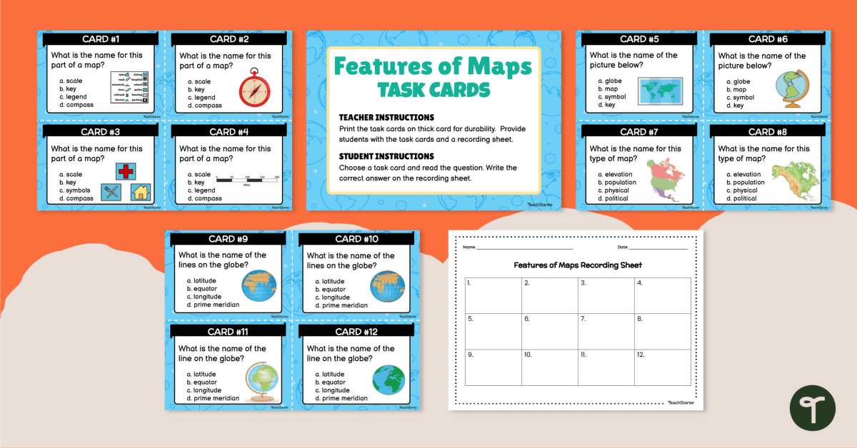 Feature of Maps - Task Cards teaching resource