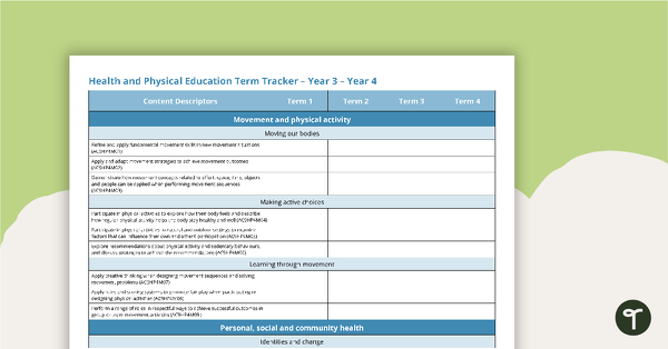 Go to Health and Physical Education Term Tracker (Australian Curriculum) - Years 3 and 4 teaching resource