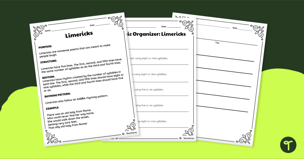 How to Write a Limerick - Worksheet Pack teaching resource