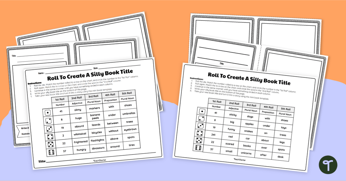 Roll to Create a Silly Book Title – Differentiated Writing Activity teaching resource