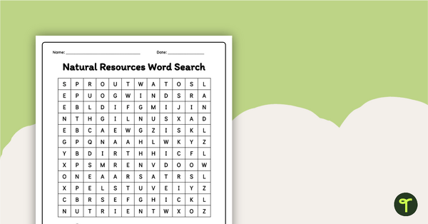 Natural Resources Word Search teaching resource
